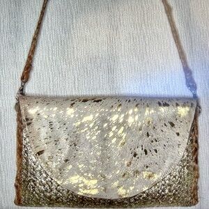 Cow Hide & Jute Clutch